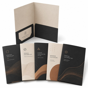 Customize Size Scratchproof Lamination Embossed Debossed Business Card Slot <b>Paper</b> File Document Presentation Folder - Product Image 1