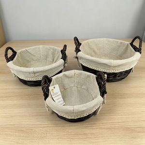 Panier en osier tressé à la main <span class=keywords><strong>avec</strong></span> doublure, conteneur de rangement naturel pour la décoration intérieure, emballage cadeau, panier organisateur de style rustique - Product Image 4