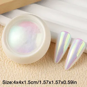 Polvo de Uñas Cromado, Pigmento de Uñas con Efecto Aurora Neón, Iridiscente, Efecto Perla de Sirena, Brillo, Maquillaje, Decoraciones para Arte de Uñas - Product Image 5