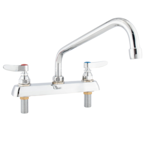 Robinet de cuisine moderne à double poignée en laiton massif chromé, eau chaude et froide, pour évier large - Product Image 1