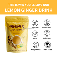 Thé au citron et au gingembre de qualité supérieure, poudre instantanée, thé santé, soutient un système digestif sain, cristaux de gingembre naturels, poudre de thé instantanée