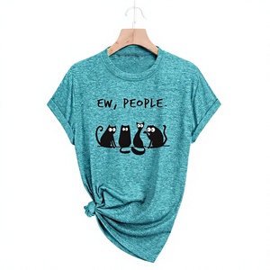 T-shirt à manches courtes pour homme Ew People Cats imprimé, col rond, design décontracté de dessin animé, coupe régulière, en jersey de coton, vêtement décontracté - Product Image 1