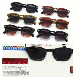 Lunettes de soleil rondes rétro personnalisées avec logo, petite monture, protection UV400, rivets, polygone, pour hommes et femmes - Product Image 5