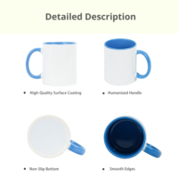 Tasse en céramique bicolore 16 pièces à l'extérieur blanc à l'intérieur de la tasse de sublimation de couleur unie avec poignée tasses en céramique mélanger 4 couleurs tasse à boire