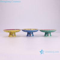 RZFA50-A-D Jingdezhen Peranakan Porcelaine Phoenix Peony Pattern Ceramic Tall Round Fruit Plate