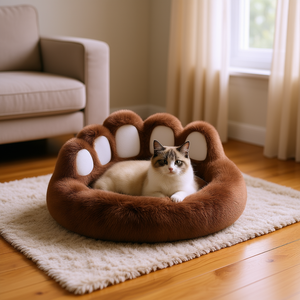 Lit pour animaux de compagnie DB Bear Paw en fausse fourrure, pour chat et chien, intérieur, amovible, lavable, petite et moyenne taille, design élégant et mignon - Product Image 2
