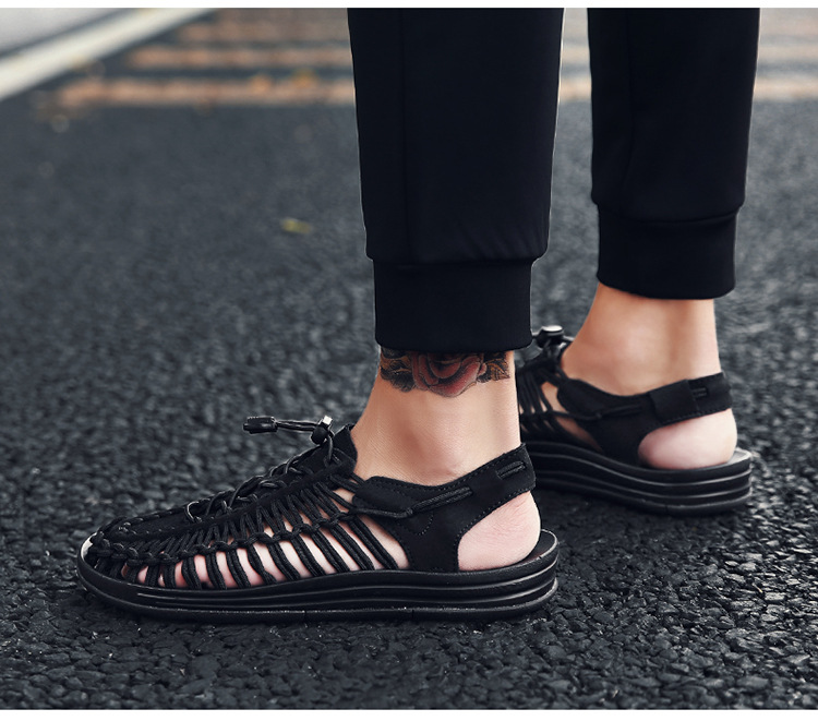 New Woven Roman Sandals Men Casual Beach Shoes Outdoor Mountaineering Wading Shoes