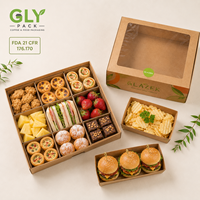 Boîte de service jetable personnalisée en papier kraft avec couvercle à fenêtre pour pique-nique, sandwichs, plateaux de collations, thé de l'après-midi et plats à emporter