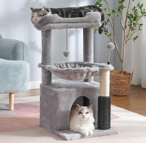 منصة تسلق خشبية متكاملة للقطط مع بيت للقطط وعمود خدش من السيزال ومنصة قفز - Product Image 3