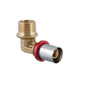 Raccordo a pressare curvo maschio da 2" x 63 per connessione tubi multistrato, componenti per sistemi HVAC - Product Image 1
