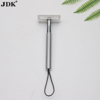 Rasoir de sécurité de précision usiné CNC avec manche en aluminium moleté et cordon de suspension, rasoir à double tranchant écologique pour hommes