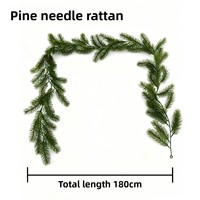 Rangkaian Daun Pinus Buatan 180cm, Hiasan Natal Hijau untuk Perapian, Tangga, dan Dekorasi Rumah