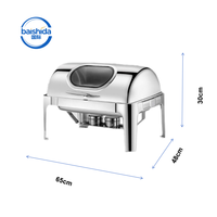 Recipiente para Calentar Comida con Tapa Enrollable de 9L, Doble Recipiente de Acero Inoxidable, Calentador de Comida Tipo Buffet, Calentado con Alcohol, Temperatura de 85-100°C, Ideal para Catering
