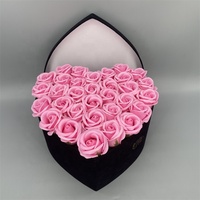 Boîte cadeau en carton recyclé en forme de cœur pour la Saint-Valentin, impression dorée, option personnalisée, emballage de fleurs de rose longue durée