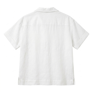 Anjie OEM ODM Blusa de Algodón Blanca para <span class=keywords><strong>Mujer</strong></span> con Cuello Campana, Manga Corta Jacquard, Etiqueta Privada, Corte Holgado, Venta al por Mayor - Product Image 2