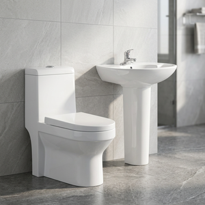 Hot Sale One Piece Porcelain Toilet Pedestal Wash Basin Combo for Bathroom Outdoor Kitchen Bedroom-Quality Ceramic Sanitary Ware - Product Image 5