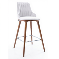 Tabouret de bar pivotant rembourré avec dossier, pieds en bois, support métallique, design moderne, usage commercial pour bar à domicile et hôtel