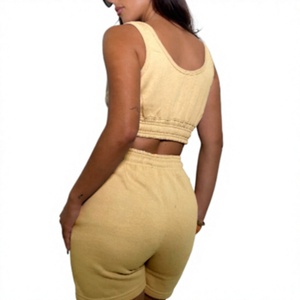 Wholesale OEM Custom Brand Logo Cotton/Poly Blend Women's Short & Crop Top Summer with Cropped Hem Sexy Golf Club Wear <b>Sets</b> - Product Image 6