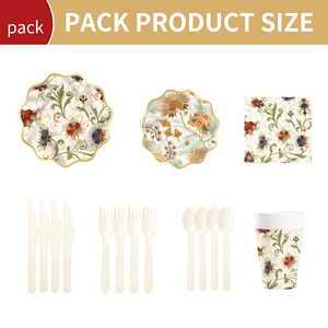 DAMAI Nuevo Juego de Platos de Papel para Fiesta de Té con Diseño de Flores Onduladas Color Marrón Claro, Personalizado - Product Image 6