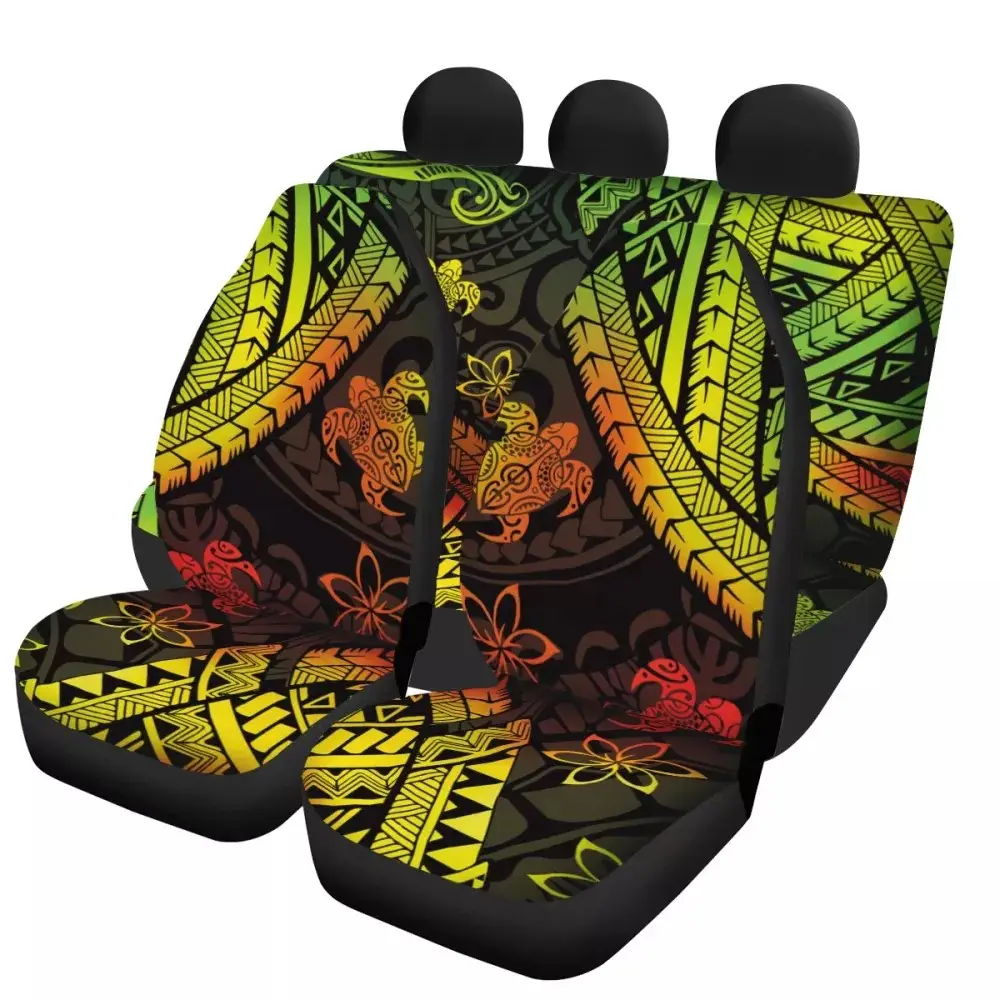 Hoge Kwaliteit 3 Stuks Seat Beschermen Voor Auto Custom Fit 95% Suv Truck Poly Tribal Hawaii Schildpad Print Luxe volledige Auto Bekleding