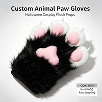 Gants personnalisés en forme de pattes d'animaux en fourrure OEM ODM pour Halloween, cosplay, gants en peluche pour mains en forme de pattes de chat ou de renard, accessoire de costume de fête, faible MOQ