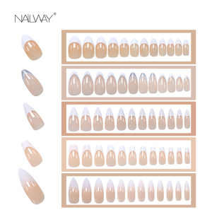 Thêm Dài Pháp Móng Tay Giả Tự Nhiên Nude Trắng Báo Chí Trên Stiletto Móng Tay Full Bìa Nhân Tạo Wedding Party Làm Móng Tay Móng Tay Mẹo - Product Image 5