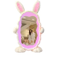 Espejo de cuerpo entero LED con forma de conejo Kawaii, espejo de tocador independiente para habitación de niñas, proyecto hotelero, pedido al por mayor