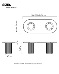 现代简约斯堪的纳维亚椭圆形餐桌实木创意罗马柱简易石板会议桌套装 - Product Image 5
