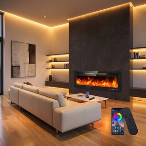 Chimenea Eléctrica Lineal Empotrada de 72 Pulgadas con Control por Aplicación WiFi, 12 Colores de Llama, 1500W, para Sala de Estar o Pared Decorativa - Product Image 1