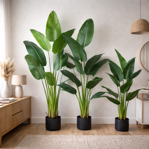 Kunstplant binnen, kunstmatige bananenplant met kunststof bladeren, decoratie, nepplant, kunstvogel van de paradijs - Product Image 2