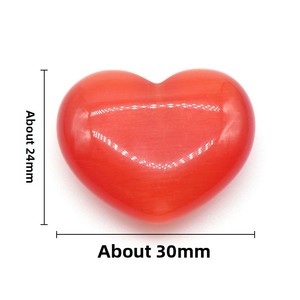 Gran Corazón Abombado de 30mm, Piedra Ojo de Gato Colorida en Forma de Corazón, Adorno de Piedra Pulida Suelta, Pieza para Manualidades, Accesorios DIY Color Caramelo - Product Image 5