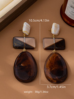 Boucles d'oreilles pendantes en résine acrylique, style vintage écaille de tortue, géométriques, superposées, bohèmes, surdimensionnées, longues