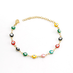 Zogxin Evil Eye <b>Bracelet</b> Stainless Steel Colorful Round Beads Women's Jewelry Gift - Product Image 2