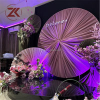 ZKAI Support d'arche de toile de fond rond à cadre métallique, avec housse en tissu personnalisée, pour mariage et événements, modèle éventail plissé, produit phare