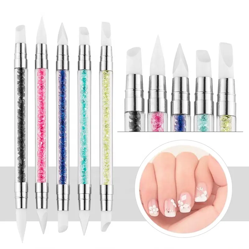 Dubbelzijdige Siliconen Nail Art Sculptuur Pen Dual Getipt Siliconen Strass Nagellak Carving Pen Tekening Puntgereedschap