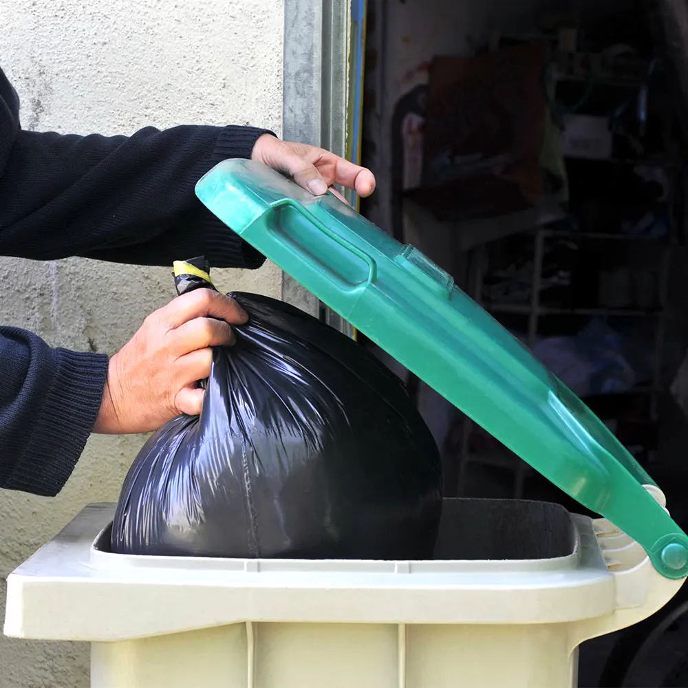 Tempat sampah tutup lipat kapasitas besar dengan pegangan ganda tempat sampah hijau