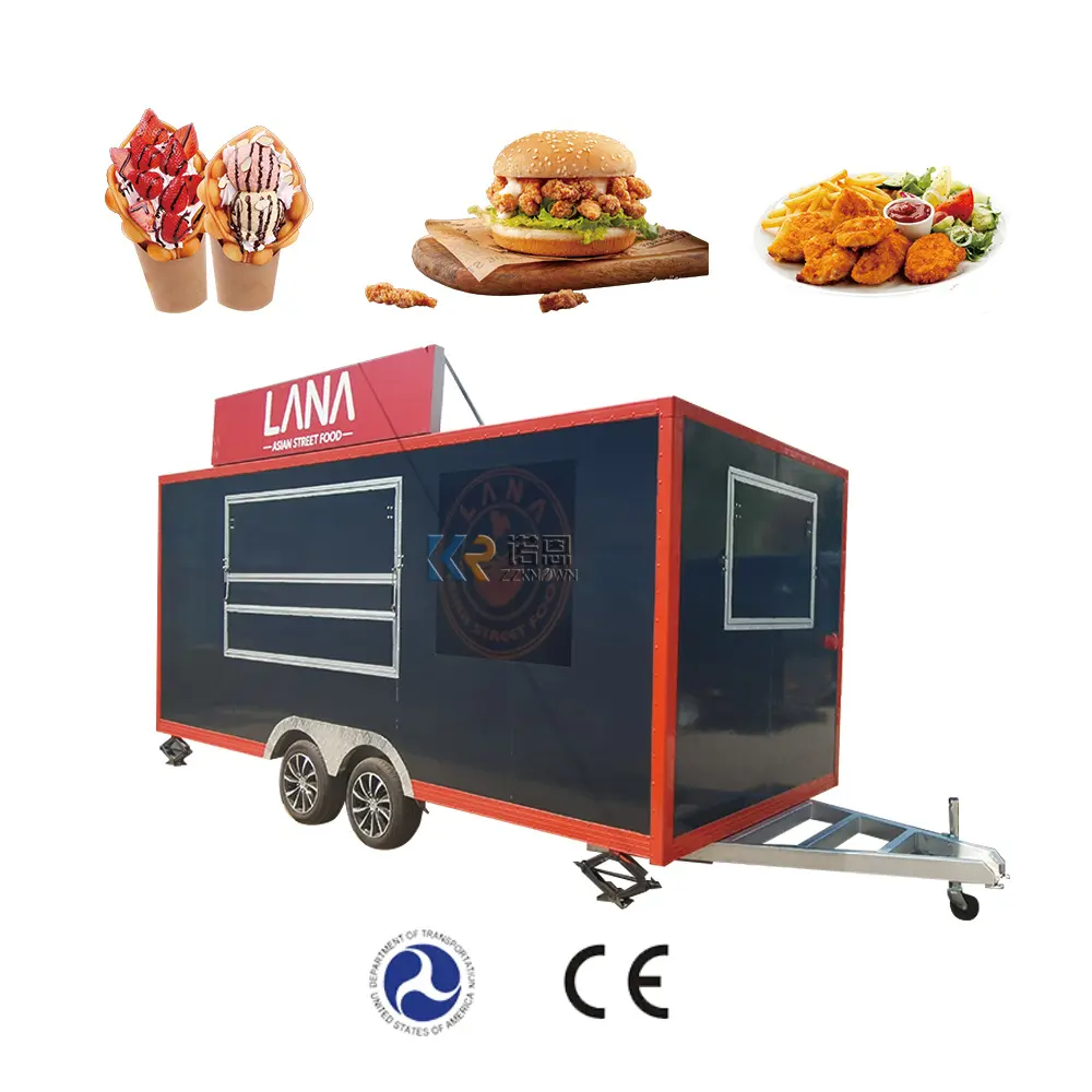 2024 Fast Street mobil yiyecek arabası otobüs otomat araba galvanizli gıda kamyon römork satılık gana restoran gıda kamyonu