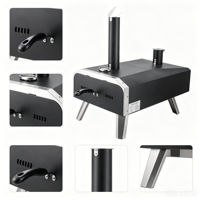 Four à pizza rotatif portable de 12 pouces en acier inoxydable pour l'extérieur, idéal pour le jardin, la cour, le camping et les barbecues