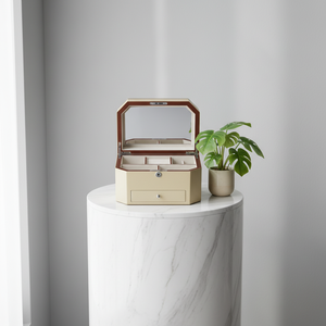 Boîte à bijoux musicale en bois personnalisée avec miroir et tiroir |   <span class=keywords><strong>Cadeau</strong></span> souvenir familial pour filles et femmes - Product Image 6