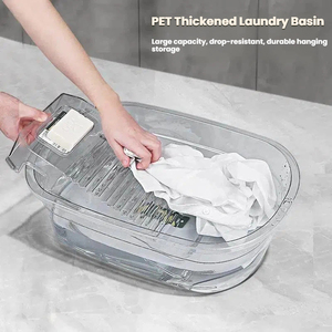 אגן כביסה ביתי עמיד מפלסטיק PET בעל קיבולת גדולה, אגן רחצה מעובה לחדר אמבטיה - Product Image 3