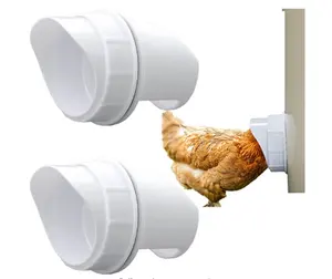 Hot Sale No Waste Chicken Plastic Elbow Feeders With Rain Proof Weather Resistant Poultry Bucket Feeder DIY Port