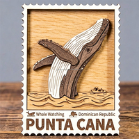 Aimant de réfrigérateur en bois Santorin Grèce, double couche MDF, forme estampée, souvenir touristique, directement de l'usine