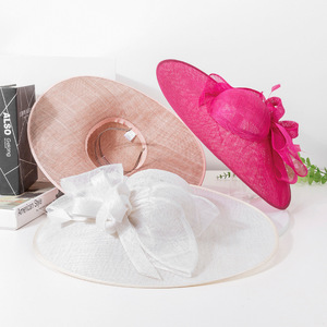 Grand Chapeau de Cérémonie Personnalisé pour Femme, Élégant, à Large Bord, en <span class=keywords><strong>Sinamay</strong></span>, pour le Kentucky Derby et les Tea Party - Product Image 1