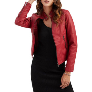 Blouson de moto en cuir véritable pour femme, style européen, matelassé au crochet, protection optimale, respirant, hiver - Product Image 4