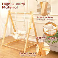 Balançoire d'intérieur pliable 2 en 1 pour bébé, hamac de jardin, chaise suspendue, balançoire portable en pin pour tout-petits avec ruban magique