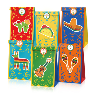 Huancai Mexican <strong>Party</strong> Favors <strong>Bag</strong> 12 PCS Gift Paper <strong>Bags</strong> Goodies Candy Treat <strong>Bag</strong> with <strong>Stickers</strong> for Cinco De Mayo <strong>Party</strong> Supplies - Product Image 1