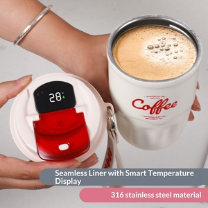 Tasse à café octogonale moderne et élégante en acier inoxydable 316 avec couvercle rabattable et isolation thermique - Product Image 3