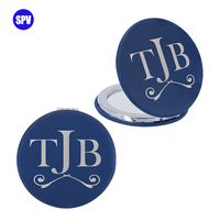 Nouvel arrivage de diverses formes de miroir de maquillage en similicuir Laserable Photo en métal miroir cosmétique jetable pour la promotion