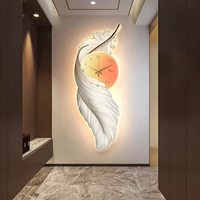Peintures de Décoration Murale LED Plume Luxe Léger pour Hall d'Entrée, Art Mural Maison