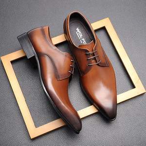 Zapatos Formales de Negocios para Hombre, de Piel Vacuna de Primera Calidad, con Cordones, Punta Redonda, Estilo Coreano, Nueva Colección Primavera Verano Otoño - Product Image 4